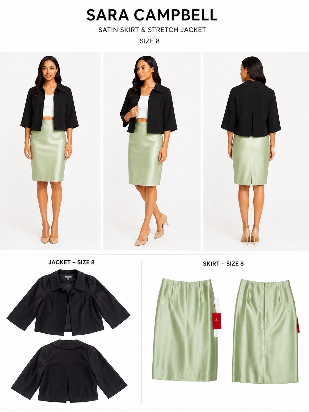Sara Campbell Green Pencil Skirt 8
